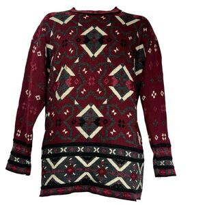 Classic Elements burgundy red Geometric Oversized Sweater Size M